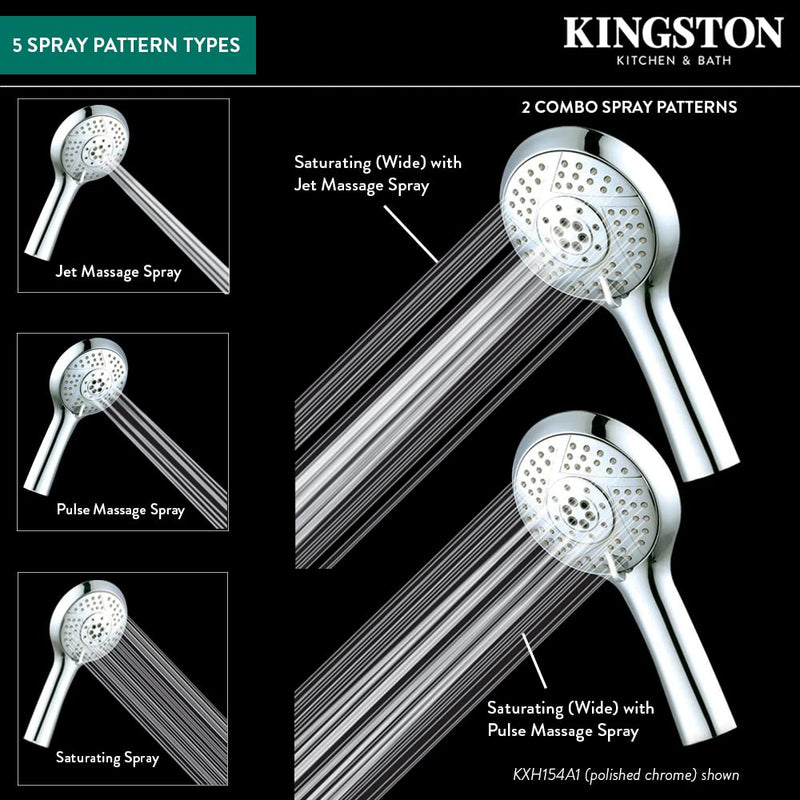 Kingston Brass KXH154A6 Vilbosch 5-Function Round Hand Shower in Naples Bronze 9 x 1.25 x 9.12