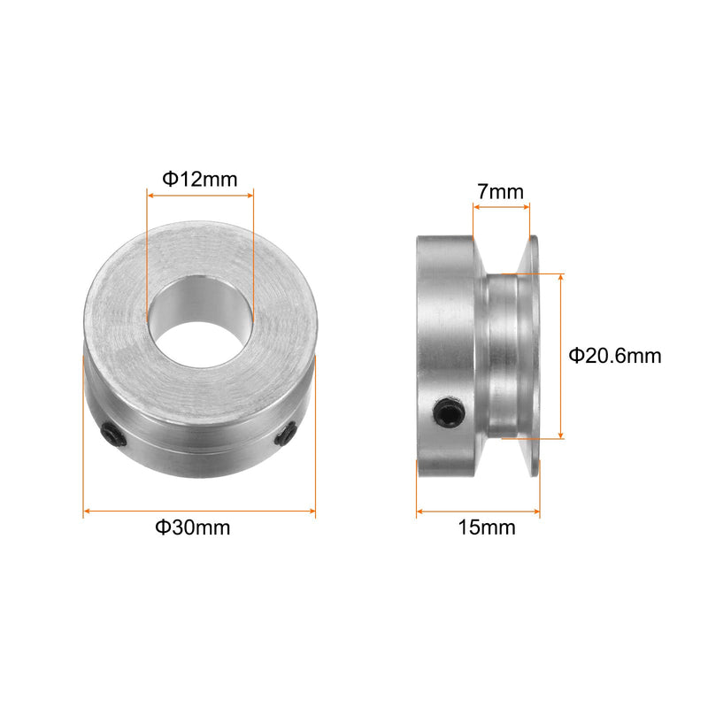 HARFINGTON Single Groove Pulley 12mm Fixed Bore 30mm Outer Diameter Aluminum Alloy with Hex Wrench for Drilling Machine 6mm PU Round Belt 12mmx30mm