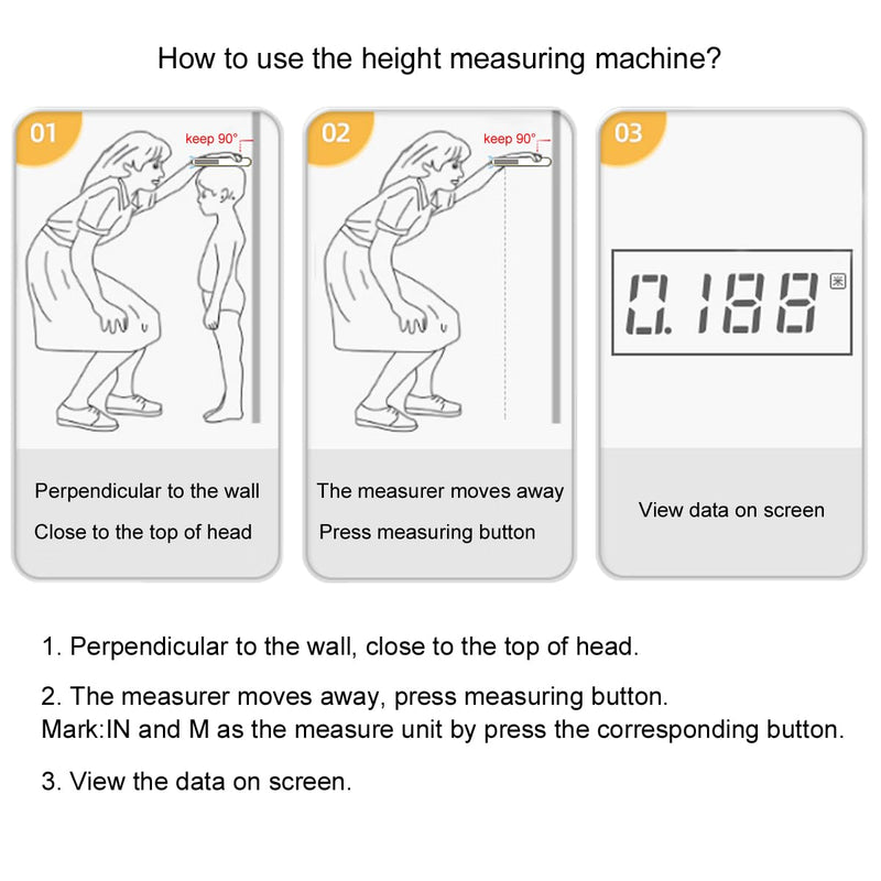 Smart Digital Height Measurement Tool Scale for Kids, Portable Infrared Body Height Stadiometer Measurement for Wall, Handheld Cordless Height Measuring Device for Children