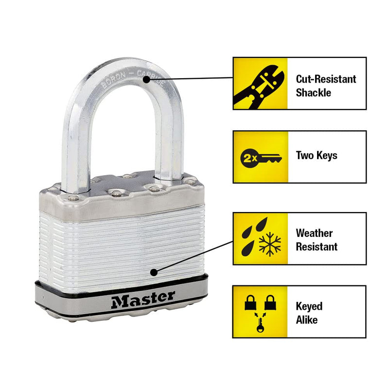 Master Lock M15XTLF Magnum Heavy Duty Outdoor Padlock with Key, 2 Pack Keyed-Alike 2 Pack, Keyed-Alike