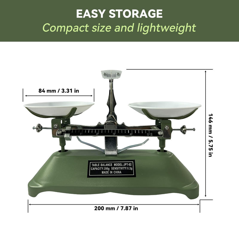 TADA 200g/0.2g Mechanical Balance Scale for Classroom Teaching Tool | Calibration Weights for Science Lab