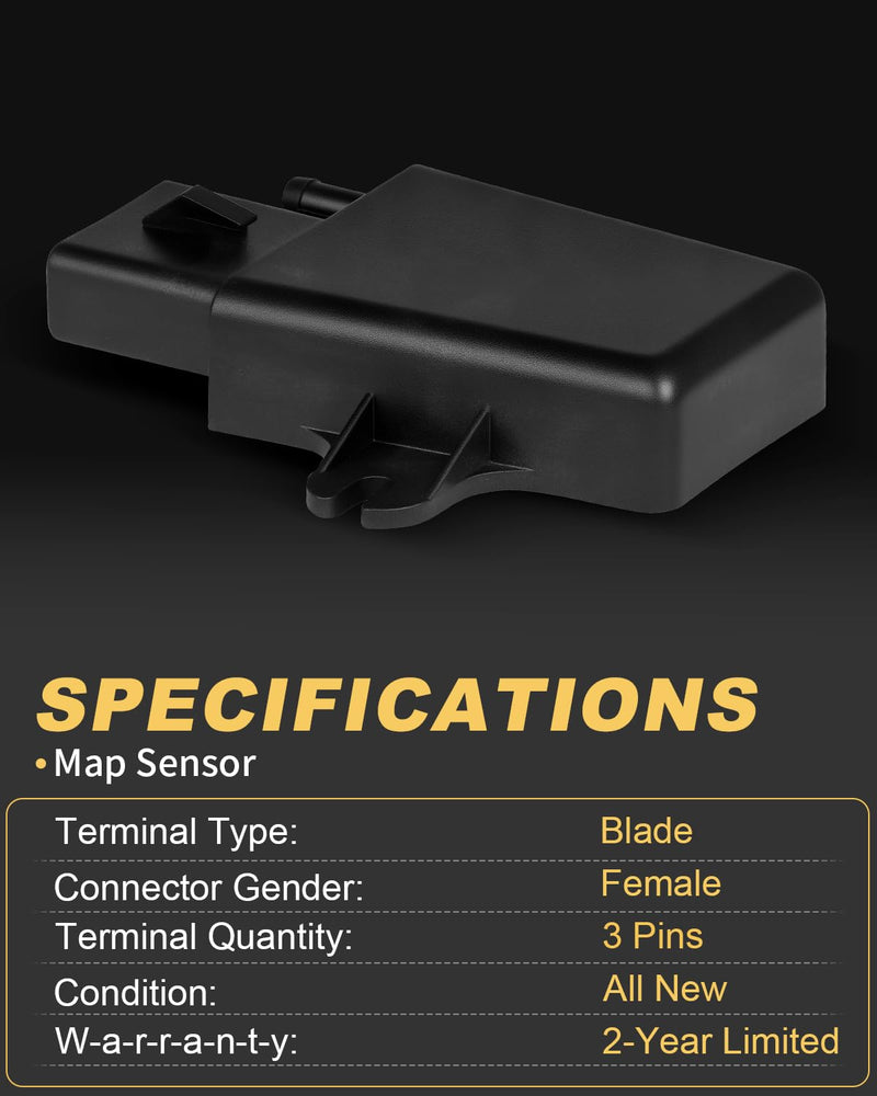 AATEE Manifold Absolute Pressure Sensor Fit for:-Ford F150 F250 F350 for:-Mustang E150 E250 E350 Econoline Club Wagon Ranger for:-Lincoln Town Car, Grand Marquis 1988-1990 3 Pins OE# E43F9F479A1A