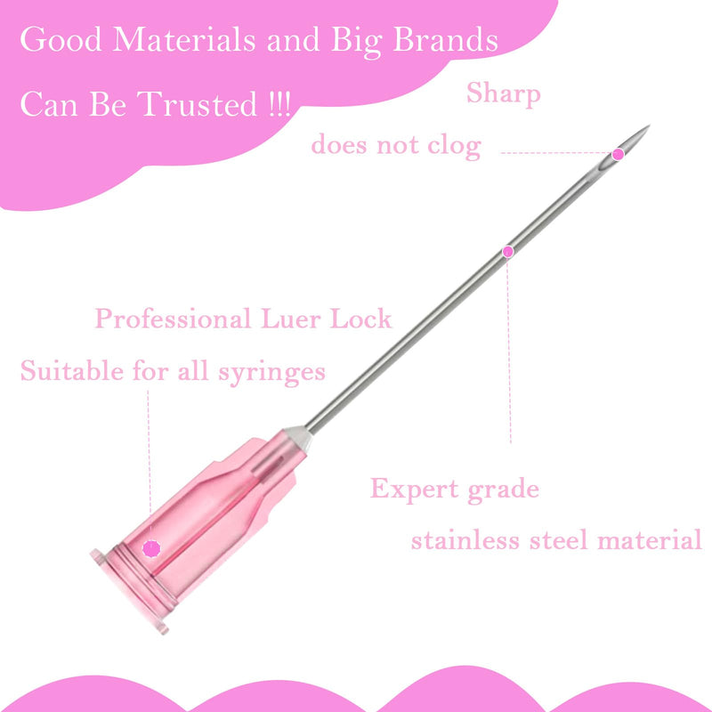 100Pack -18Ga 1.5inch(38mm) Dispensing Needles with Luer Lock,Individual Package of Injection Syringe Accessories ,Suitable for Refilling Liquid, Inks,Livestock and Industry 18Ga 1.5inch(38mm) 100