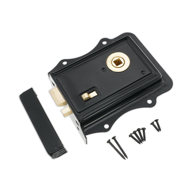 Infinity Decor Olde Victorian Rim Latch Lock snib in Black/Polished Brass Finish – Traditional Lock Security for Interior Bathroom Bedroom Door