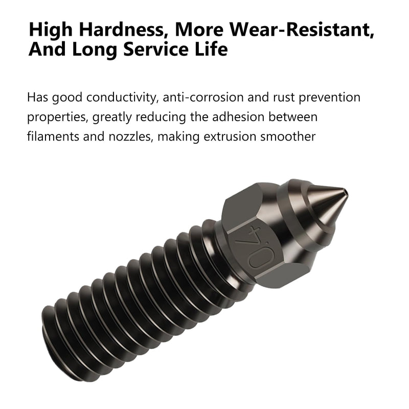 6PCS 3D Printer Extruder Hardened Steel Nozzles Kit for Creality K1/K1 Max/Ender 3 V3 KE, Packed High Temperature and Wear Resistance 1PC 0.2mm/0.4mm/0.6mm/0.8mm/1.0mm/1.2mm Hardened Steel Nozzle 6PCS Nozzles for K1/K1 Max/Ender 3 V3 KE