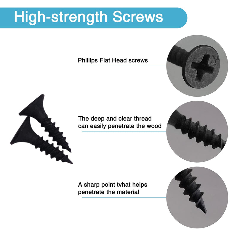 6PCS 3.11 x 1.57 inch Black Flat Mending Plate, Metal Bracket with Holes, Straight Steel Brace Fixing Joining Plate for Wood with 36PCS Screws 3.11 x 1.57 x 0.07 inch/79 x 40 x 1.8 mm