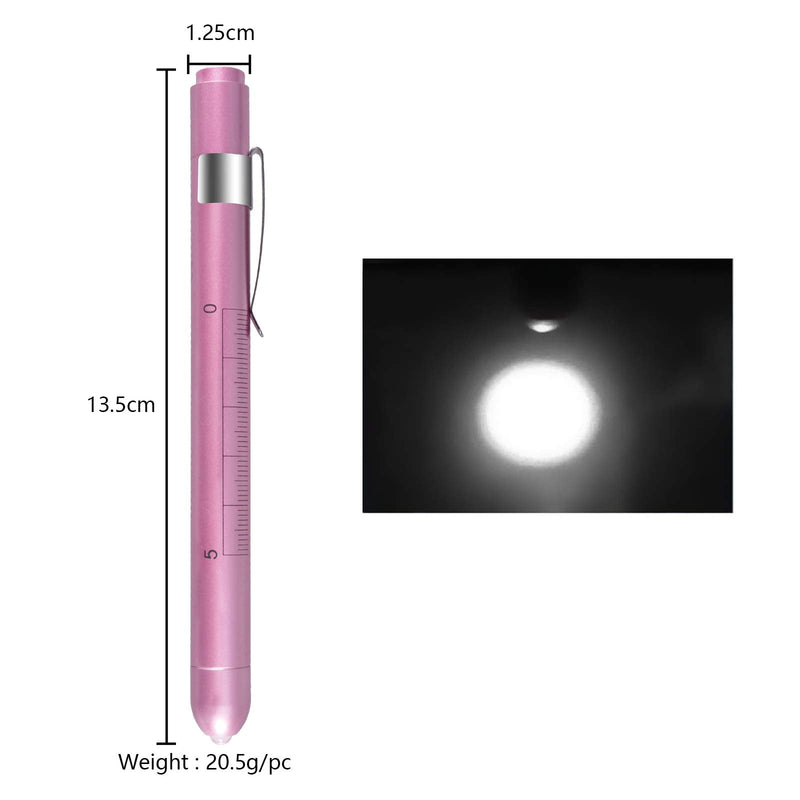 Pen Light,Nurse Medical Reusable LED Penlight White Light with Pupil Gauge and Ruler (Rose Gold) Rose Gold