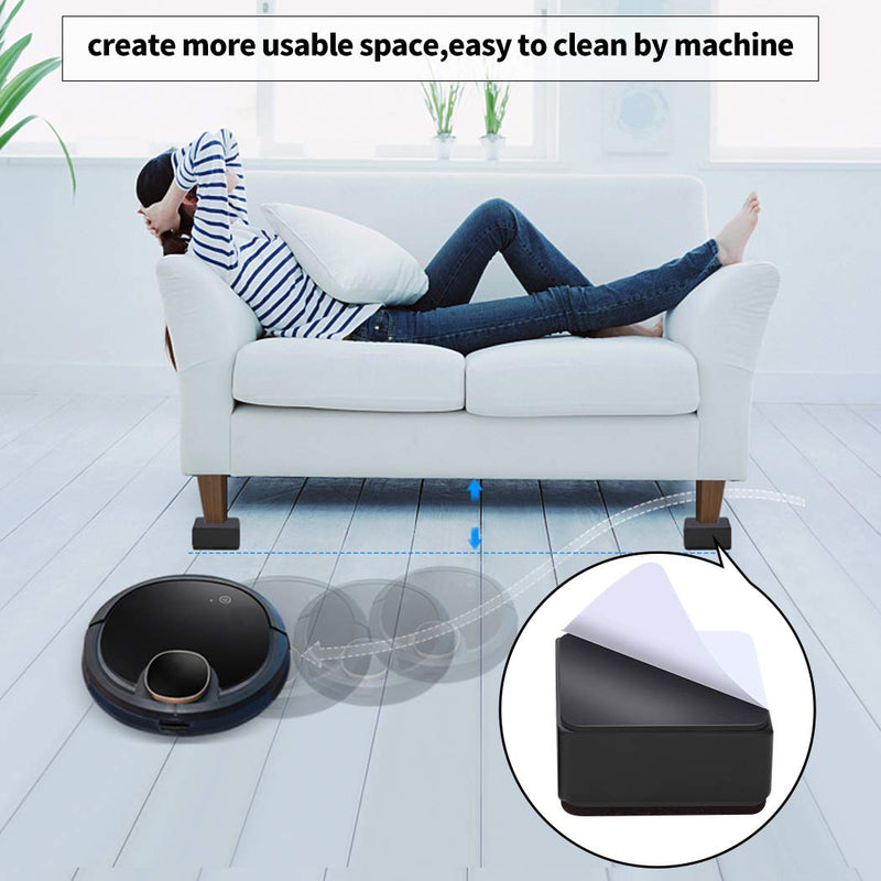 Ezprotekt 1.2 Inch Bed and Furniture Risers, Heavy Duty Square Sofa Tables Couch Chair Risers, Width 2.4"-Adds 1.2" Height, Supports 20,000 lbs, Protect Carpet & Floors from Scratches (4 Pack, Black) 1.2" x 2.4"
