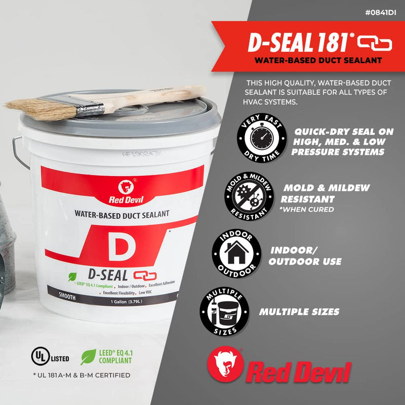 Red Devil 0846DS RD-DS 181 Acrylic Latex Duct Sealant, 10.1 oz, Gray, 1 Pack 1 - Pack