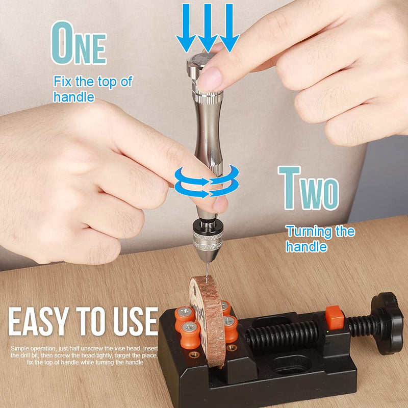 LEOBRO Pin Vise for Resin Casting Molds, Steel Hand Drill, Resin Drill with 10 PCS Drill Bit, Precision Hand Drill Tools for Epoxy Resin Arts Crafts, Wood, Clay, DIY Resin Keychain Jewelry Making A-silver