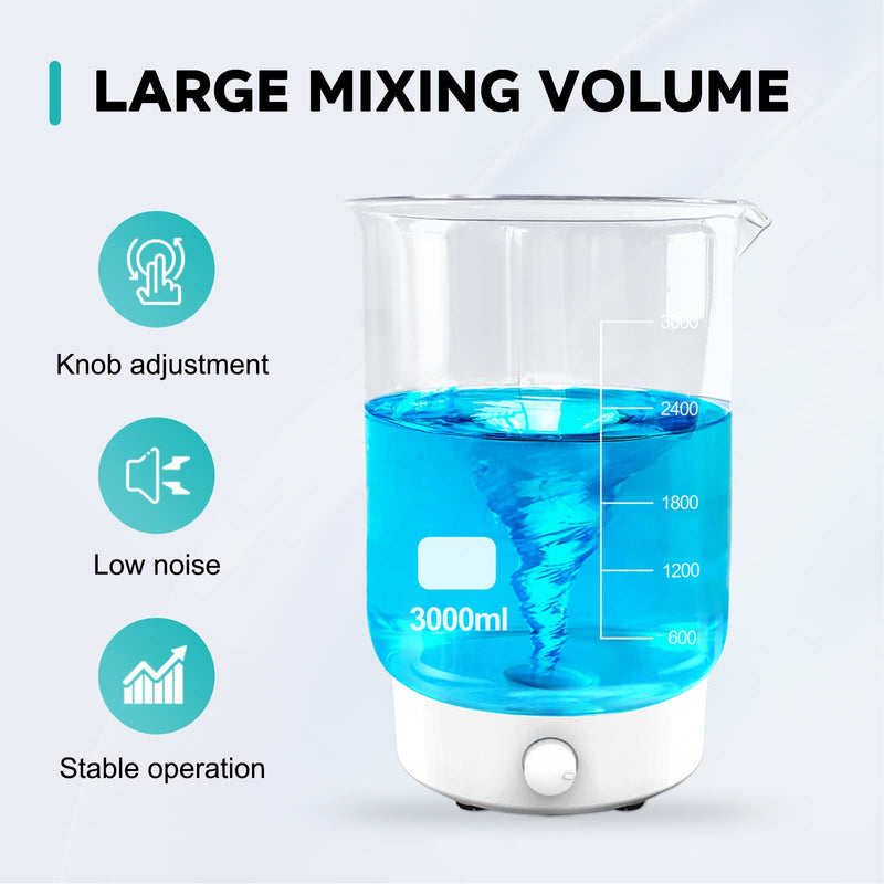 LAB FISH Laboratory Magnetic Stirrer 1800PRM Magnetic Mixer Max Stirring 3000ml Capacity Stir Plate with Stir Bar Egg for Lab and Homebrew MS3
