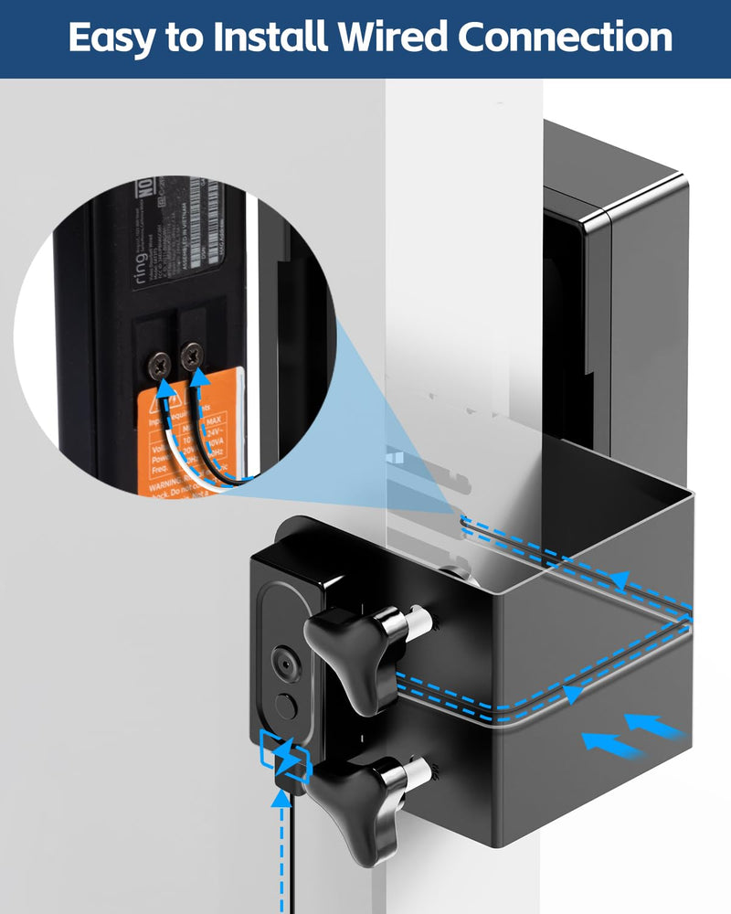 Drill-Free Anti-Theft Doorbell Bracket, Provide Power Through a 24V Transformer, with Rotating Camera Bracket (Doorbell Not Included) R Dedicated -Hanging Door