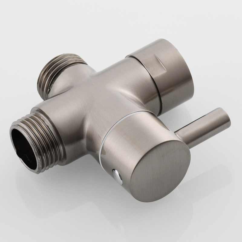Shower Flow Control Valve G1/2" Brass 3 Way Shower Diverter Valve for Hand Shower and Shower Arm, Brushed Nickel, DSF007NA
