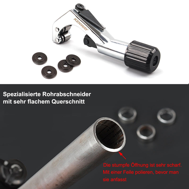 Bicycle Front Fork Tubing Cutter, Handlebar/Seatpost/Fork Pipe Cutter, Mountain Bike Metal Tubes Cutter for (6mm-42mm) 1/4"~1-5/8" Aluminium/Titanium/Stainless Steel Tube, with 5 Cutting Wheels
