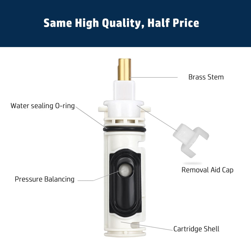 Shower Cartridge for 1222 & 1222B, with Puller and Retainer Clip, Bath Valve Replacement Tub Shower Parts Repair Kit, One Handle Bathtub Faucet Rebuild Kit with Removal Tool Cartridge + Puller