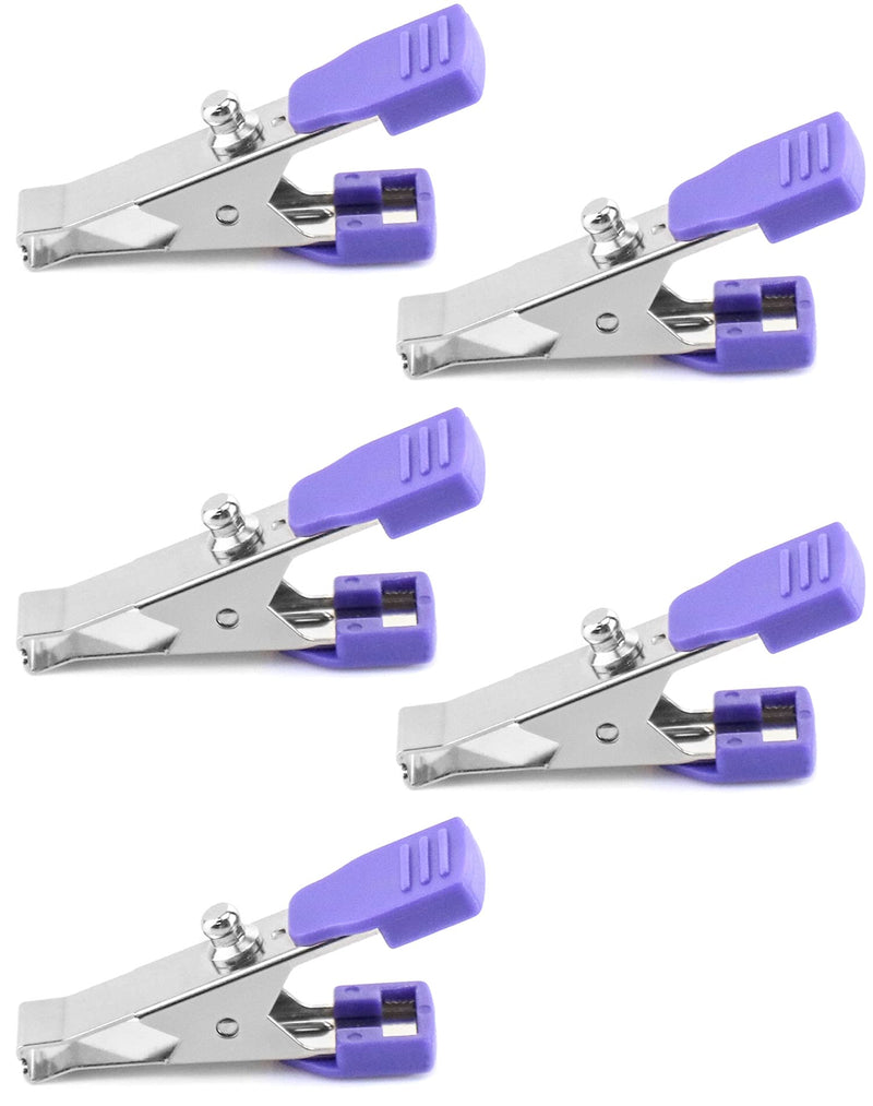 QWORK Veterinary Electrode Clip, 5 Pack Universal Accurate EKG/ECG Limb Clip Multi-Function Clamp Adapters for Electrode Resting Tabs, Snap Pinch Needle Banana 5 pcs