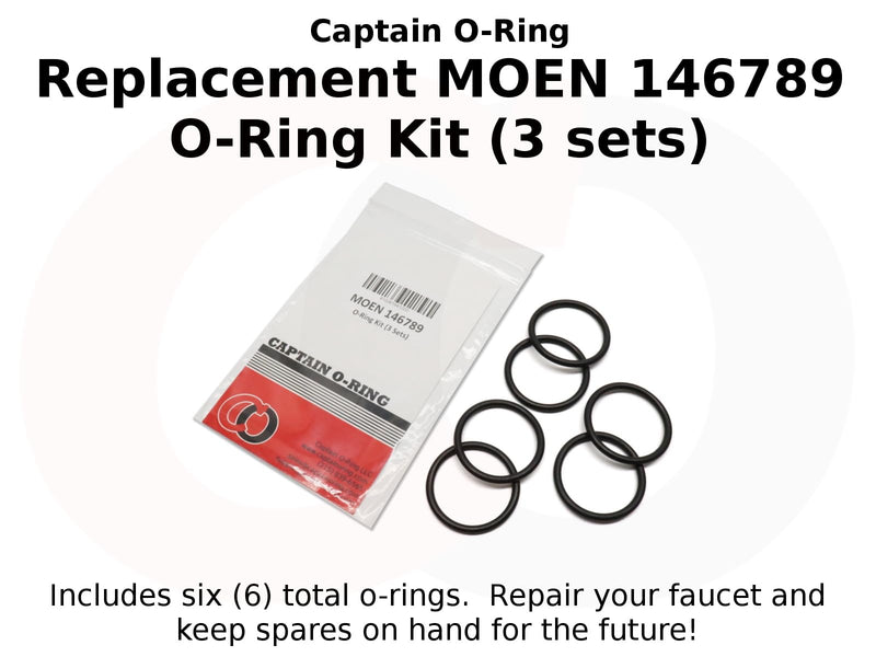 Captain O-Ring – Replacement 146789 O-Rings for Specific Moen Single-Handle Lever Kitchen Faucets (3 Sets, 6 orings)