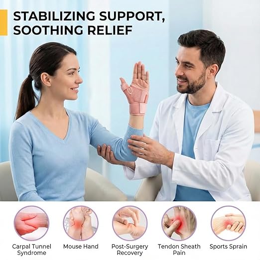 New Upgraded Thumb Splint for Right & Left Hand, Reversible Thumb Brace for Arthritis Pain And Support, Thumb Stabilizer for Sprains, Tendonitis Relief, One Size Fits Any Hand (Pink) Pink - NewNest Australia