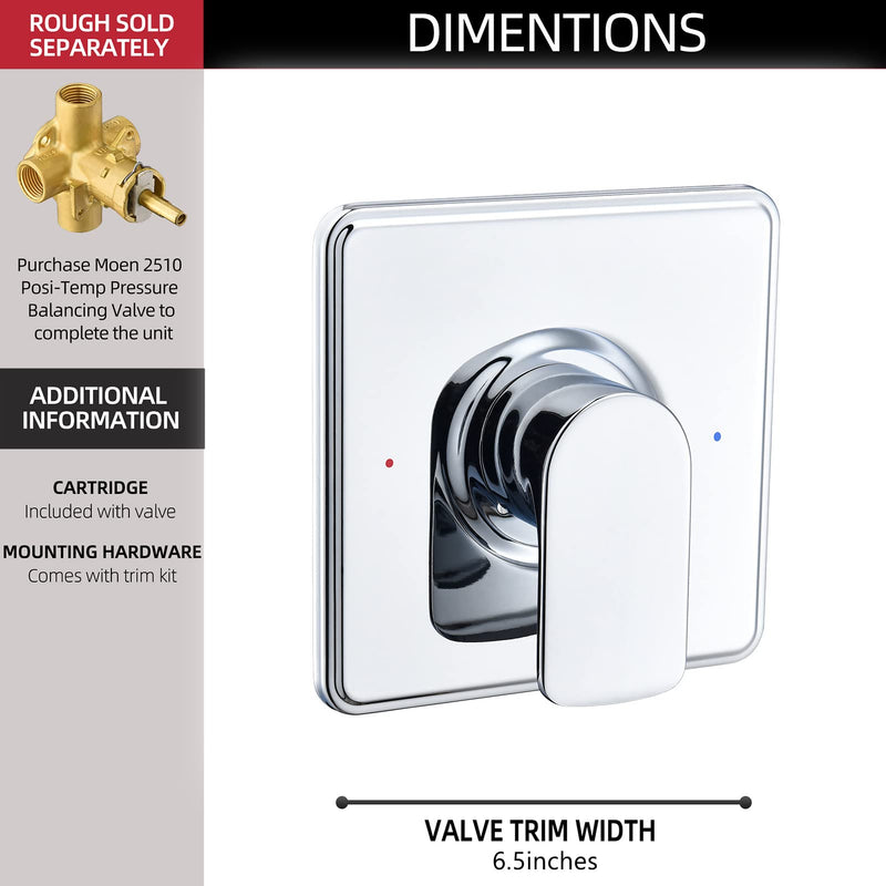 Shower Trim Kit, Compatible with Moen Posi-Temp Valve, Chrome