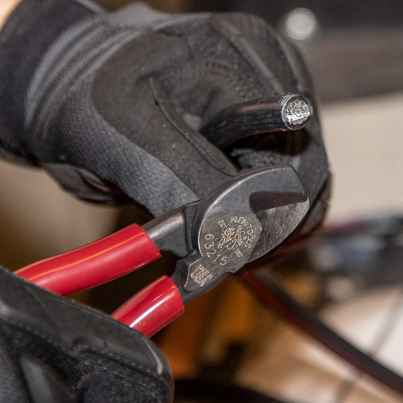 Klein Tools 63215 Cable Cutter, Made in USA, High-Leverage 6.5-Inch Compact, Forged From US Made Steel, Ideal for Cutting Aluminum and Copper Cable Compact Cutter