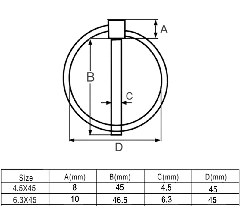 4/6Pcs Stainless Steel 316 Lynch Pin Fastener, Heavy Duty Marine Tractor Linch Pin Clips Shaft Locking Pin (Pin Diameter 1/4" ,6.3MM, 6) Pin Diameter 1/4" ,6.3MM