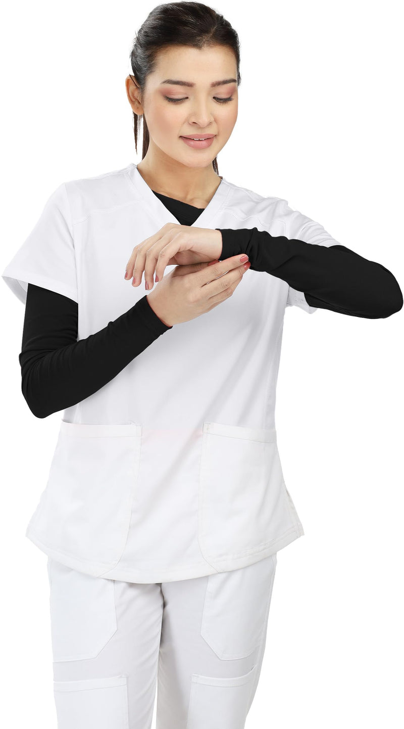 NY Threads Women's Under Scrub Long Sleeve T-Shirt Underscrub Comfort Tee Black Large