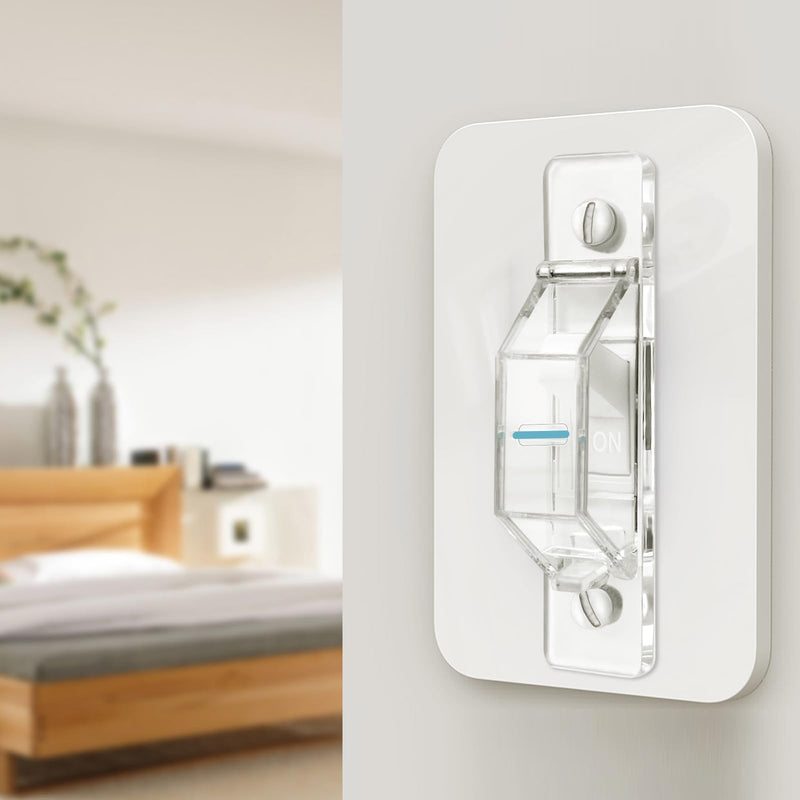 2 Pack Light Switch Cover Guard,Wall Light Switch Lock With Glow In The Dark Effect, Child Proof Wall Switch Cover Keeps Lights or Switches from Being Accidentally Turned ON or OFF （Clear) tansparent-2PC