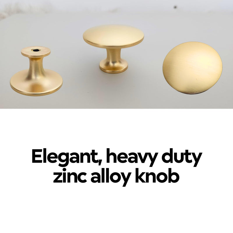 CAYBO Brushed Brass 1.24 inch / 31.5mm (Diameter) Slim Round Knobs for Bathroom, Kitchen, Office and Closet cabinets and Drawers 5 Pack 5 Pack 1.50"/38mm