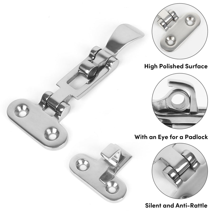 ORLANG 316 Stainless Steel Boat Anti-Rattle Latch,Lockable Hold Down Clamp Latch with Screws,Marine Deck Lock Hasp for Marine,Yachts,Deck,RVs,Cabinet (2 PCS)