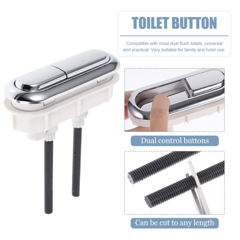 DOITOOL Dual Flushing Toilet Push Button, 3.94" D * 1.18" W Oval Dual Flush Valve Replacement Kit, Silver Toilet Button Pusher, Plastic