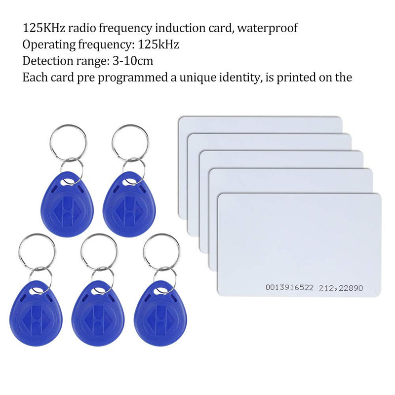 Stand-Alone Door Access Control System Kit with 180kg/350lbs Electric Magnetic Lock, DC12V/3A Power Supply, Door Exit Button, 10pcs RFID EM ID Keyfobs/Cards