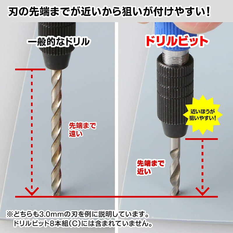 GodHand Drill Bit Set of 8 (C) GH-DB-8C for Plastic Models