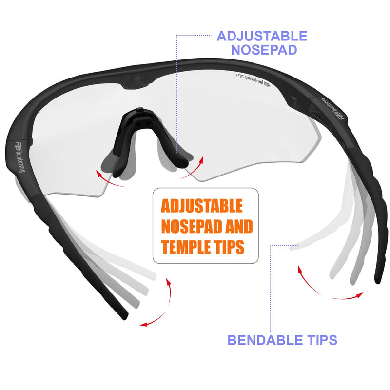 HTS HUNTERSKY S53 anti fog Tactical Shooting Range Safety Glasses Ballistic eye protection Hunting Airsoft Riding Pickleball S53 Black-clear / Black-smoke