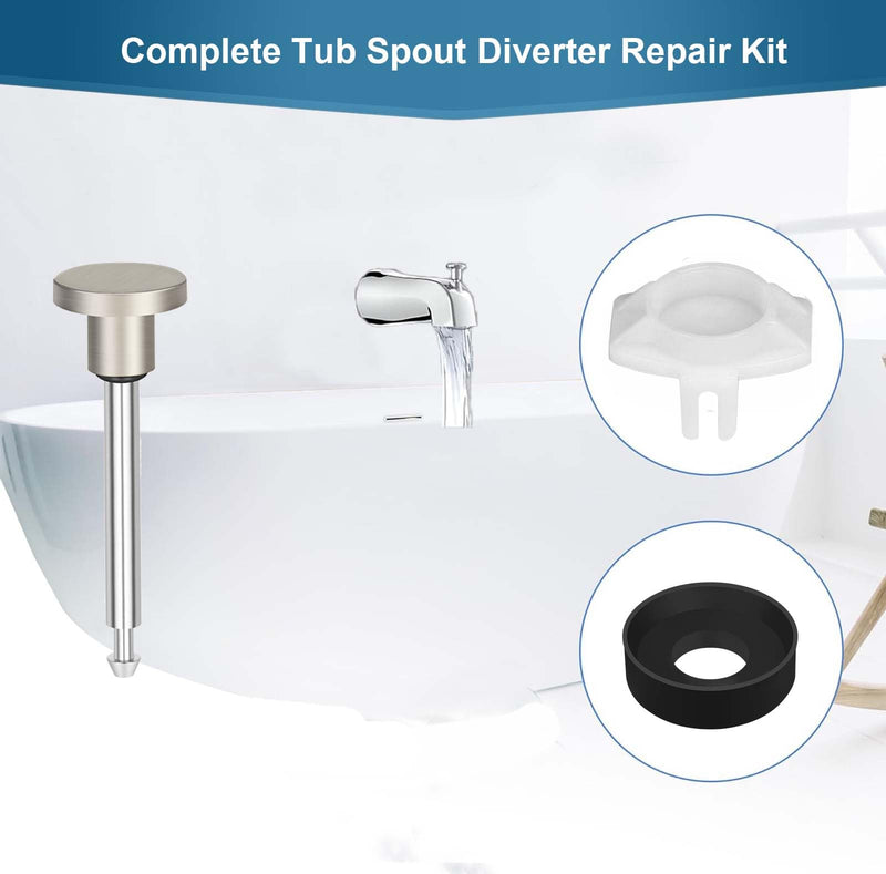 2 Set Tub Spout Diverter Repair Kit, Bathroom Shower Bathtub Leaky Faucet Repair Replacement Parts, Includes 2 Diverter Valve Stems, 2 Gates Seals and 2 Cup (Brushed Nickel) Brushed Nickel