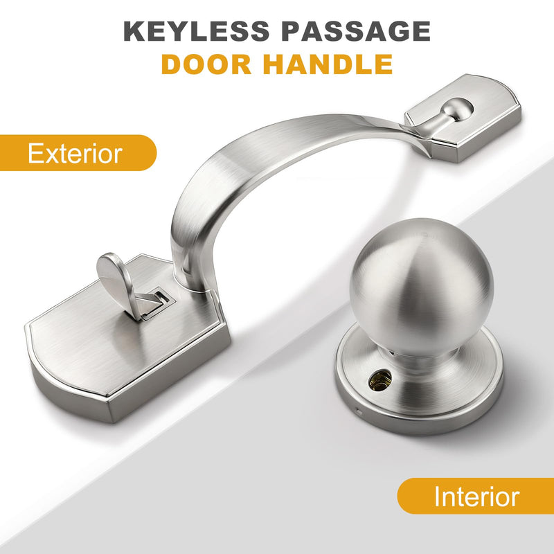 Probrico Brushed Nickel Front Door Handleset,Exterior Front Door Handle with Interior Door Knob, Front Door Knob Reversible for Right and Left Handed,1 Pack 1