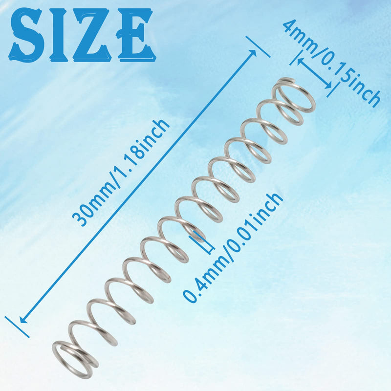 Ballpoint Pen Compression Springs,Gel Pen Press Spring,Wire Diameter 0.4mm, Outer Diameter 4mm, Total Length 30mm(100pcs)