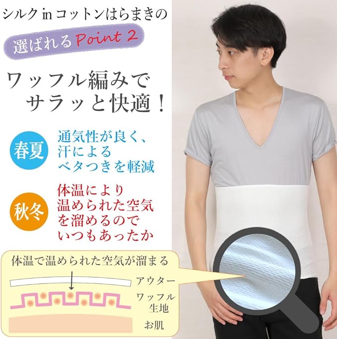 Fuwarism Men's Thin, Silk in Cotton, Haramaki for Summer, Cold Protection, Made in Japan - NewNest Australia