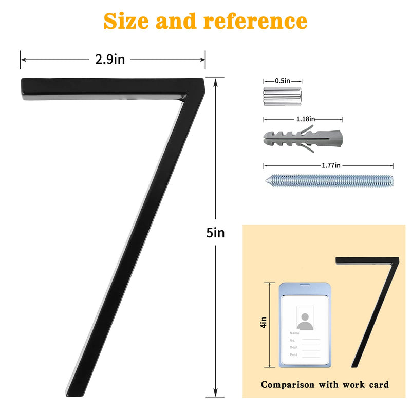 5" Floating Stainless Steel Address House Number, Modern Metal Anti-Rust House Numbers with Nail Kits for Door Garden Mailbox Decor Visibility Signage (1) 5 Inch Number 1