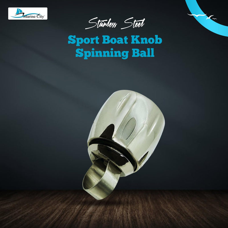 MARINE CITY 316 Stainless Steel Strong Durable Gloss Polished Finish Sport Boat Knob Wheel-Spinning Ball-Bearing Knob for Steering Wheel Marine Yacht Kayak Marine Boat Caravan with Cap Steering Wheel Knob with Cap