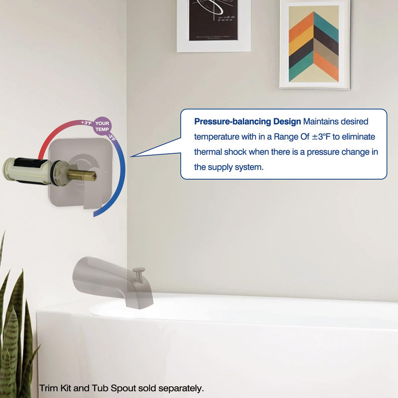 1222/1222B Cartridge Pressure Balancing with 104421 Removal Tool Replacement, Compatible with Moen Posi Temp Single Handle Tub/Shower Faucets Plumbing Repair Kit,Brass 2 1.0