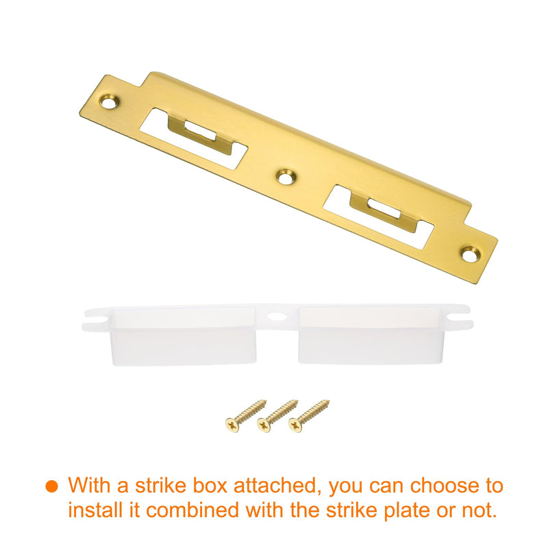 uxcell Door Strike Plate, 180mm x 41mm 201 Stainless Steel Latch Deadbolt Strike Plate for Door Frame Door Jamb, Gold