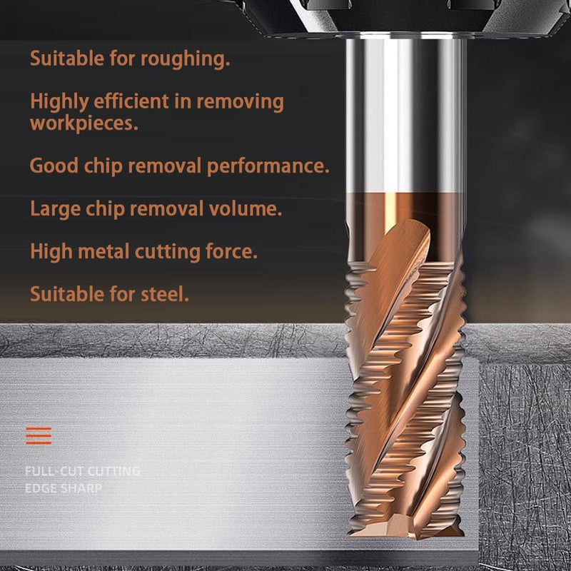 1/4" Carbide Roughing End Mill - 4 Flute - 1/4'' Shk Dia, 2-1/2'' Oal - for Alloy Steels/Hardened Steels 1/4‘’