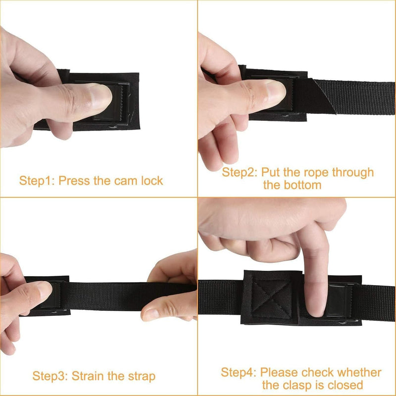 MOOCY Lashing Straps with Buckles,Adjustable Kayak Tie Down Straps Padded Cam Buckle Cargo Strap,Roof Rack Cinch Strap for Cargo, Luggage, Motorcycles, Truck, SUV, Car Roof Rack,SUP Surfboard Black 2 Pack 1"x10'