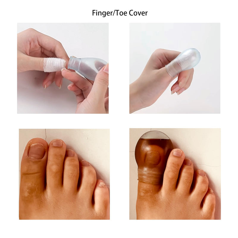 Finger Waterproof Sleeve, Toe Soak Sleeve, Nail Bath Soaking, 3 Pack Reusable Silicone Toe Waterproof Protectors for Shower Bath (2 Small 1 Large) 2 Small 1 Large