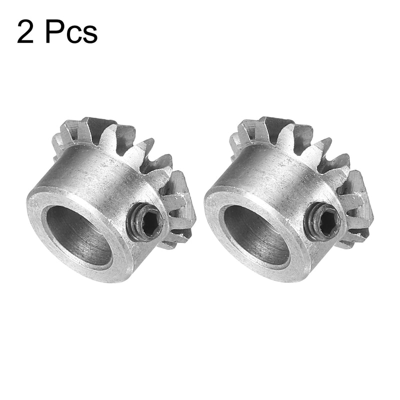 uxcell 2pcs Bevel Gear 0.8 Module 1:1 Reduction Rate 15T 6mm Hole Dia Bevel Pinion Gear 45# Steel, 45 Degree Steering Gear for Hardware Mechanical Rotation, Black