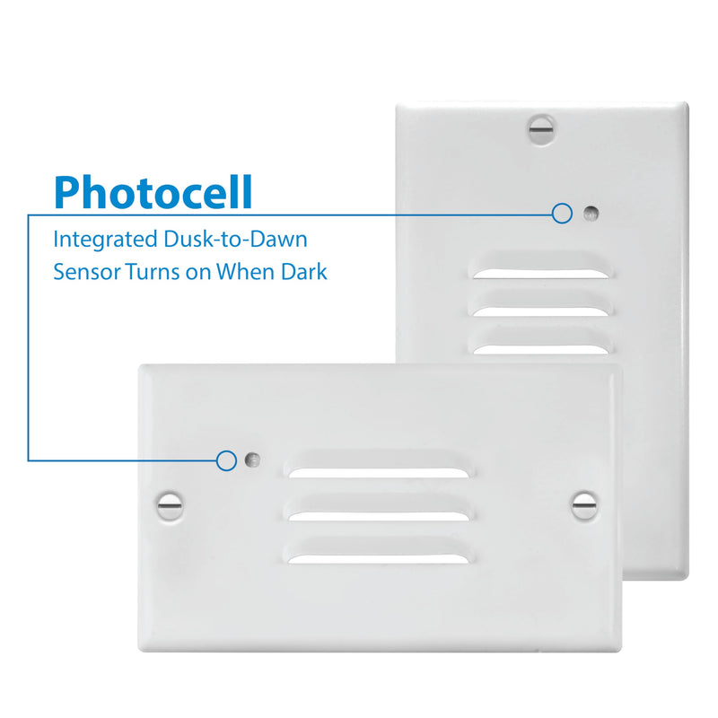 STP2 Louvered White LED Step Light with Photocell (STP2L120WHPC) - NewNest Australia