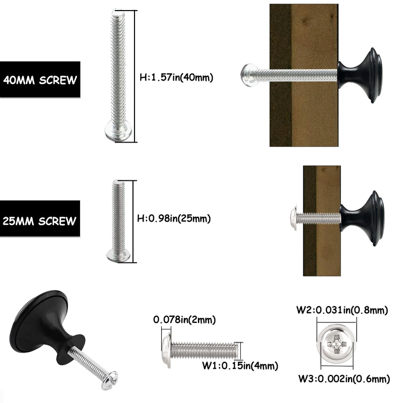 Cabinet Knobs, 30 PCS 30mm Dresser Knobs, Premium Drawer Knobs, Metal Furniture Handles, Black Zinc Door Knobs for Closet- 1-1/6 Inch Diameter Round Drawer Pulls Kitchen Knob Hardware with Screws DIY 30Pcs / Pack