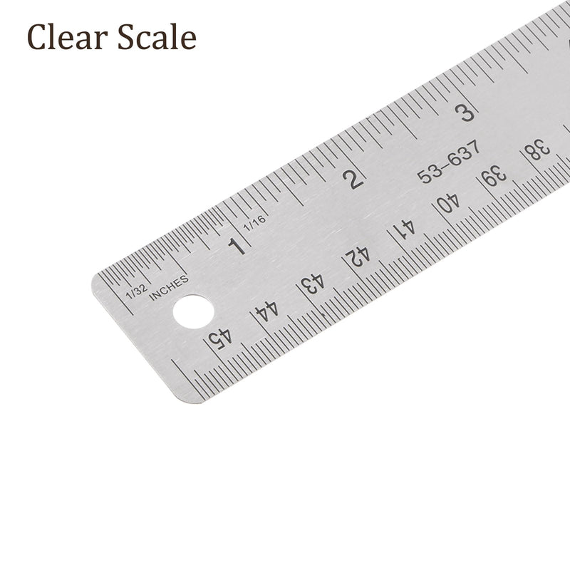 3pcs Stainless Steel Ruler - [6 Inch, 18 Inch, 24 Inch] Double-Scale Metal Measuring Tools with Non-Skid Backing for Architectural Design Use 6 Inch + 18 Inch + 24 Inch