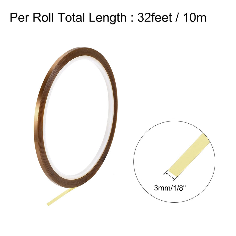 uxcell High Temperature Tape 1/8 Inch x 32ft Heat Resistant Sublimation Polyimide Tape for Protecting Circuit Board 250C to 300C - NewNest Australia