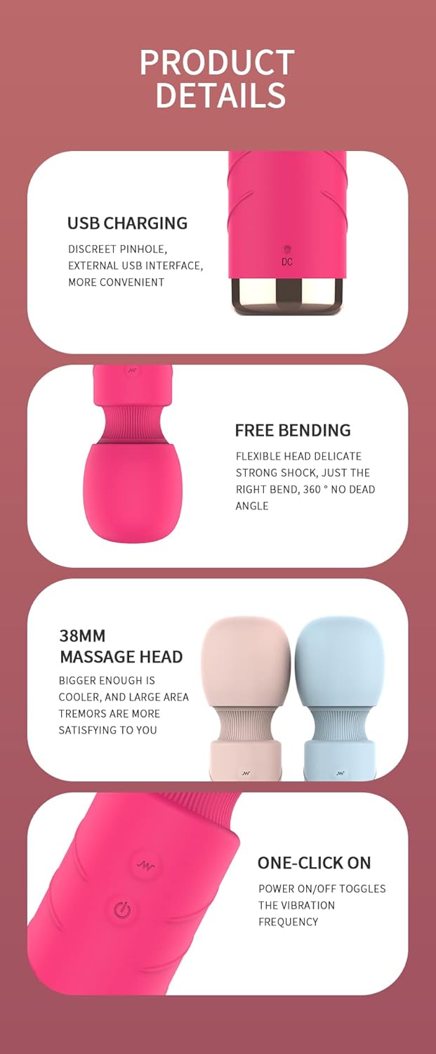 Mini Strong Massage Stick, Silicone Massager With 10 Vibration Modes, Waterproof, Rechargeable Portable Small Vibrating Massager, Quiet Wireless Hand Massager, Gift For Women - NewNest Australia